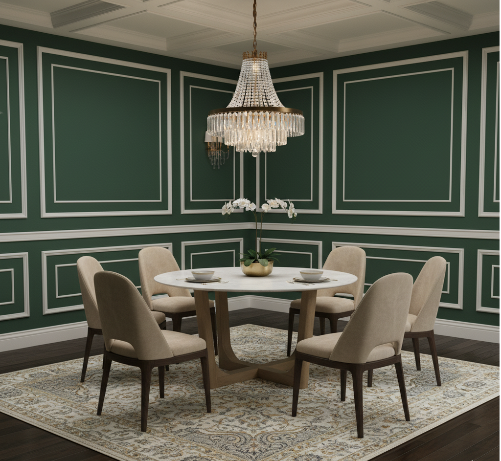 Murcia Round Marble Top Mango Base Dining Table