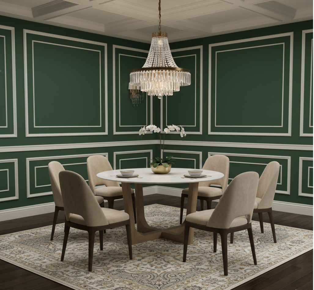 Murcia Round Marble Top Mango Base Dining Table