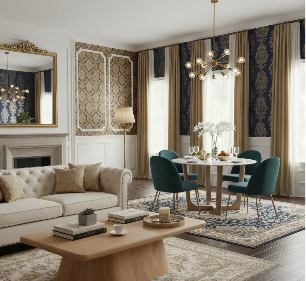 Murcia Round Marble Top Mango Base Dining Table