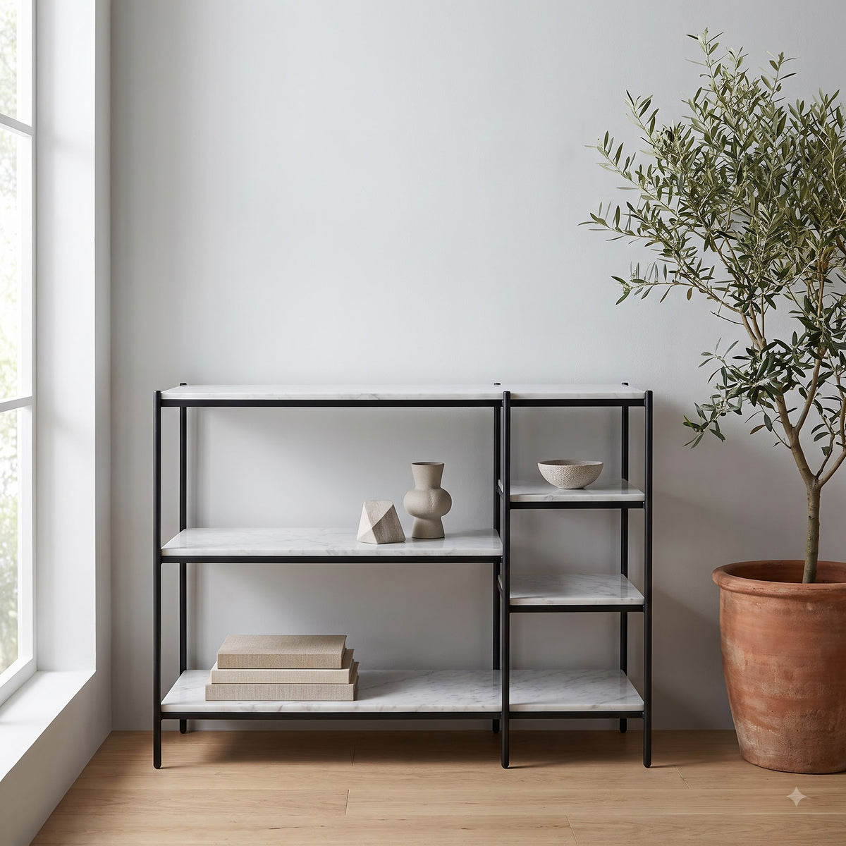 Naples Metal Marble 5 Tier Console Table