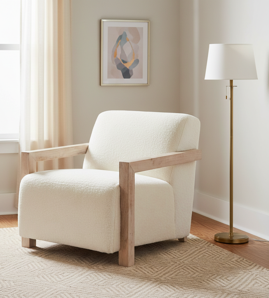 Nicolla Mango Wood Fabric Arm Chair