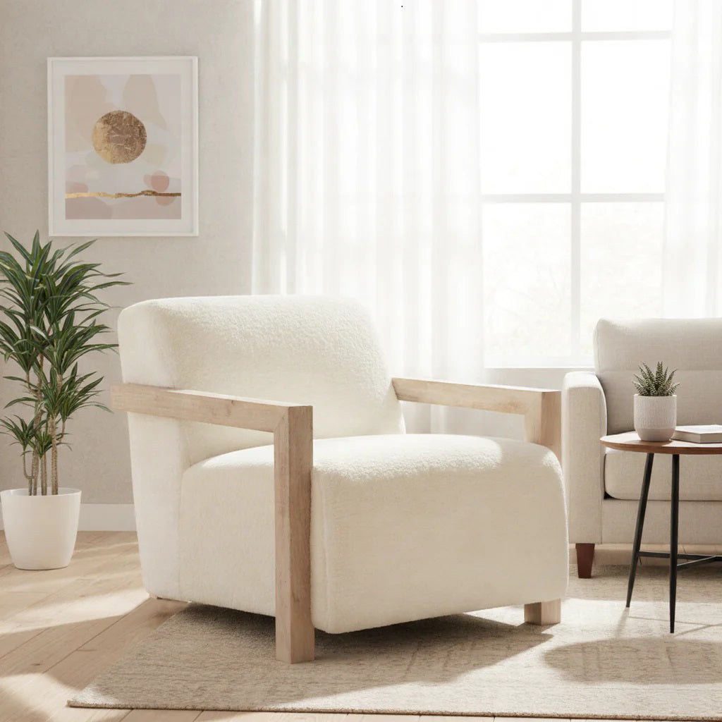 Nicolla Mango Wood Fabric Arm Chair