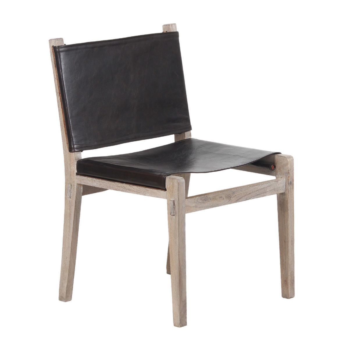 Noe Acacia Wood Leather Sling Dining Chair
