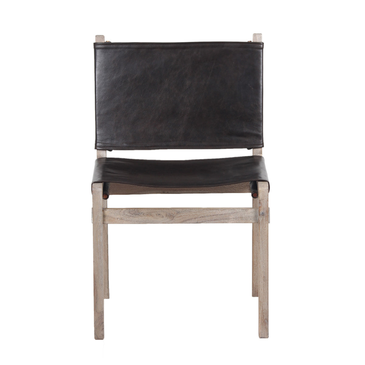 Noe Acacia Wood Leather Sling Dining Chair