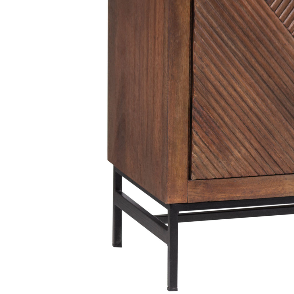 Nolan Mango Wood Metal Stand 2 Door Cabinet