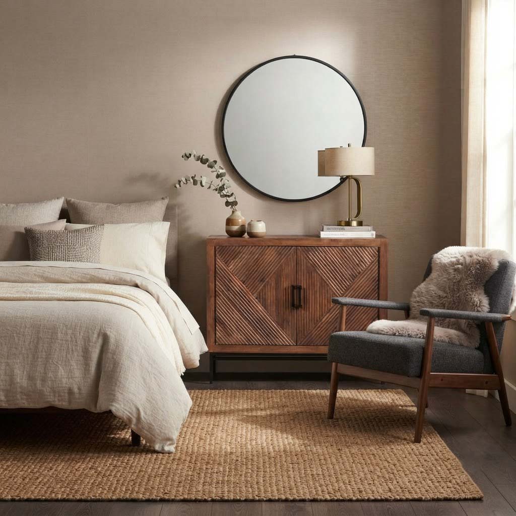 Nolan Mango Wood Metal Stand 2 Door Cabinet