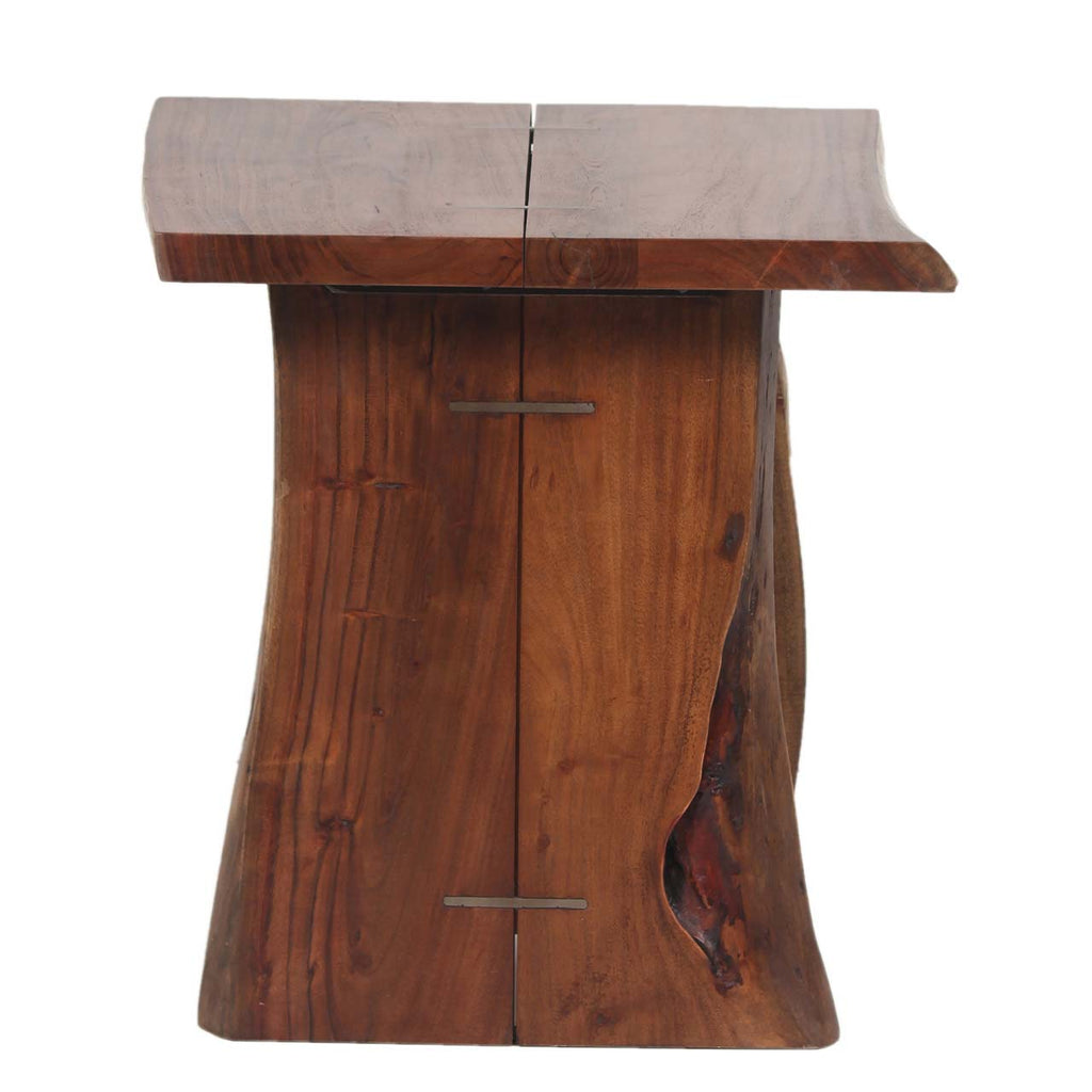 Nova Acacia Wood live Edge Side Table - Washed Walnut