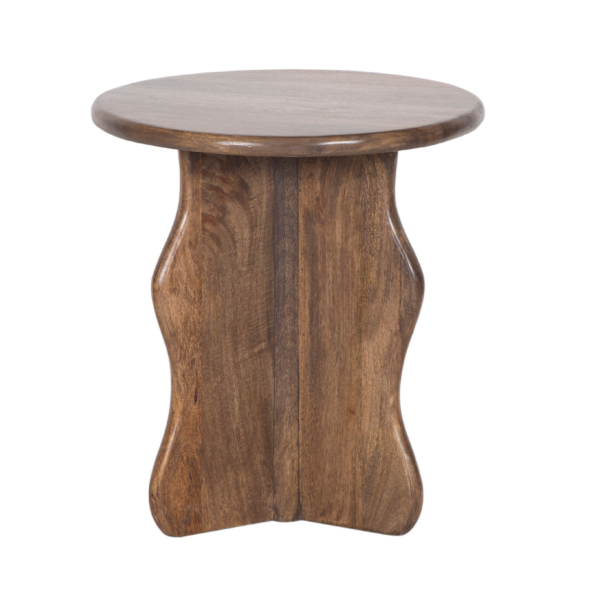 Ondine Mango Wood Round Side Table - Walnut