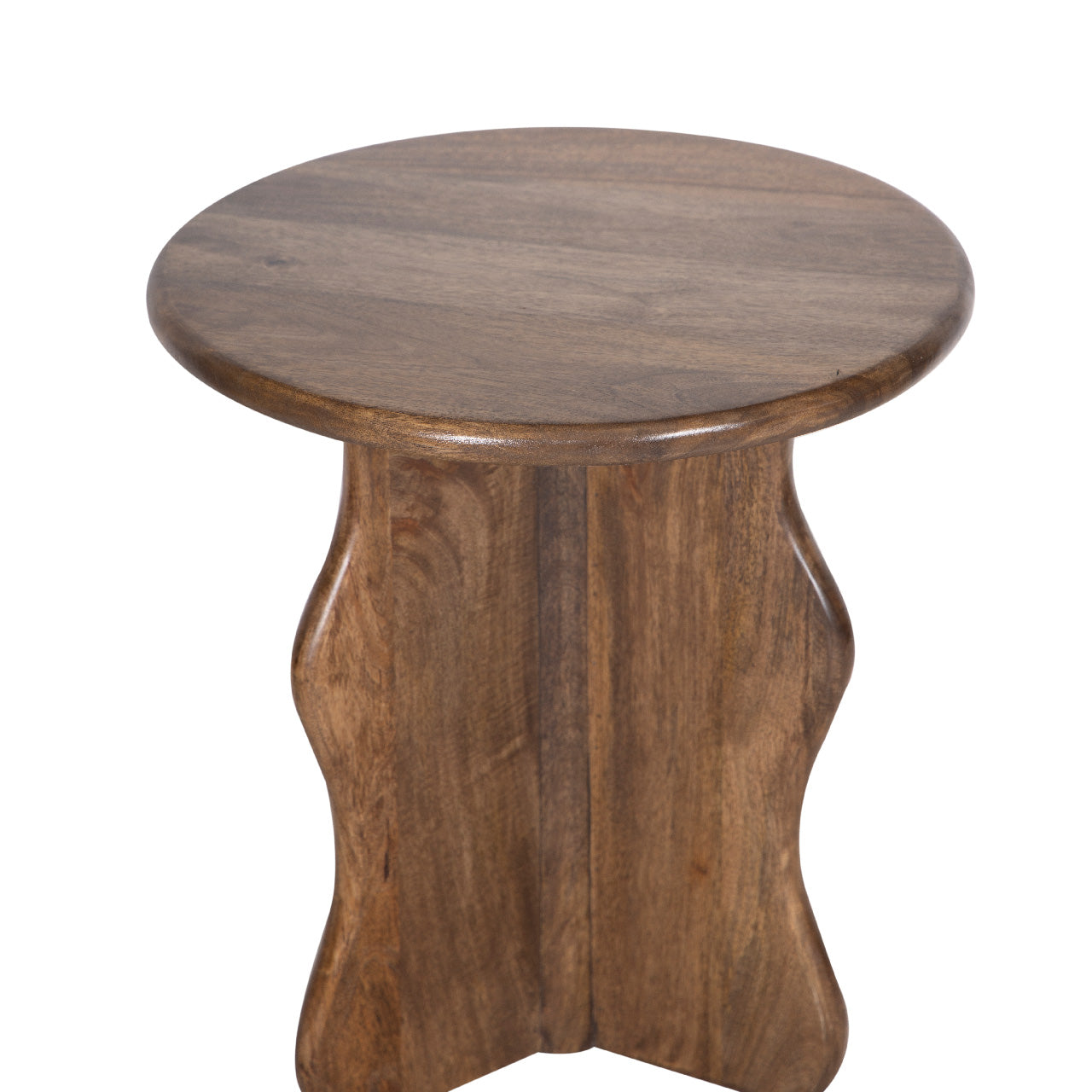 Ondine Mango Wood Round Side Table - Walnut