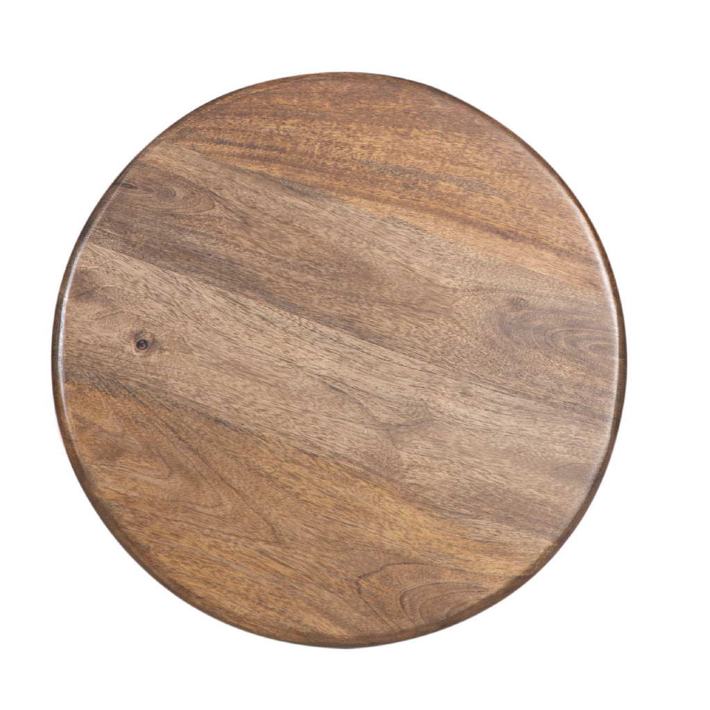 Ondine Mango Wood Round Side Table - Walnut