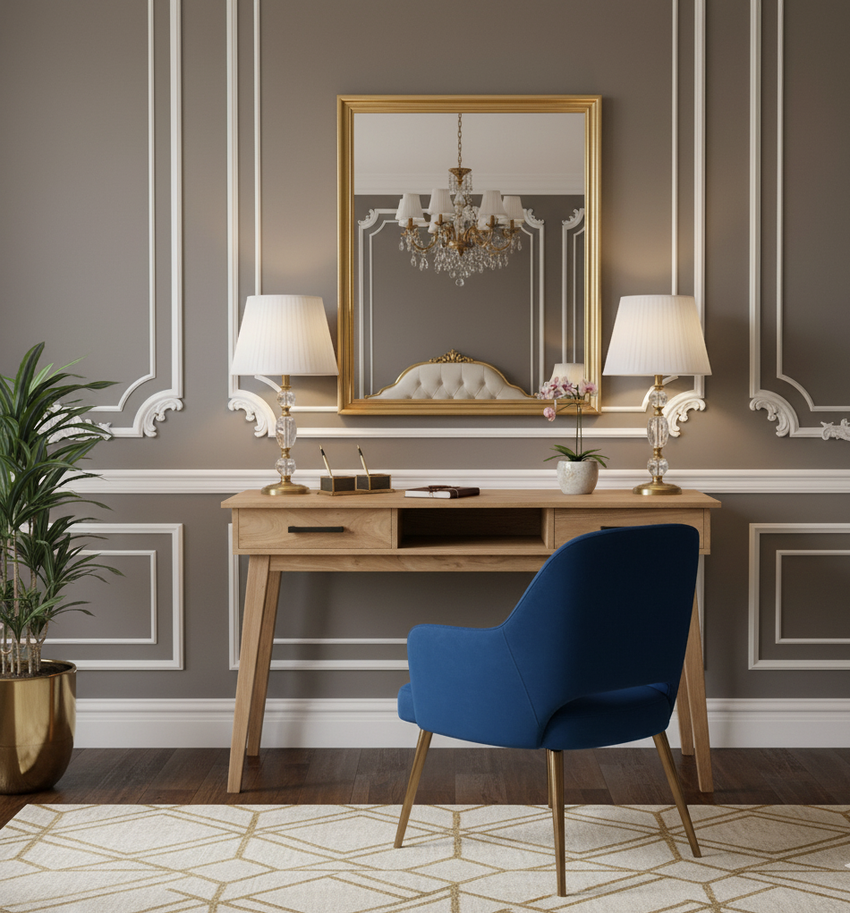 Oslo Acacia Wood Desk with 2 Drawers