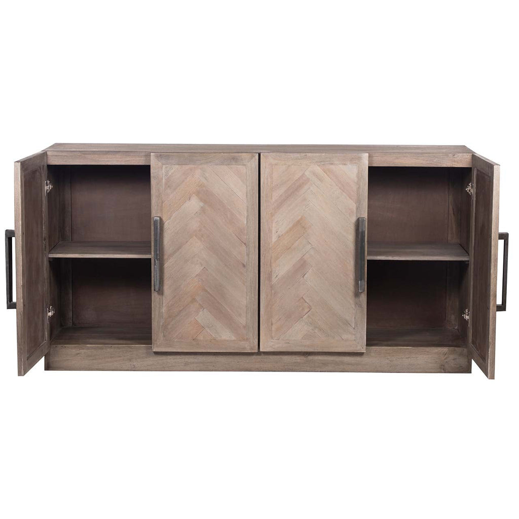 Parquet Mango Wood 4 Door Buffet Slate Grey