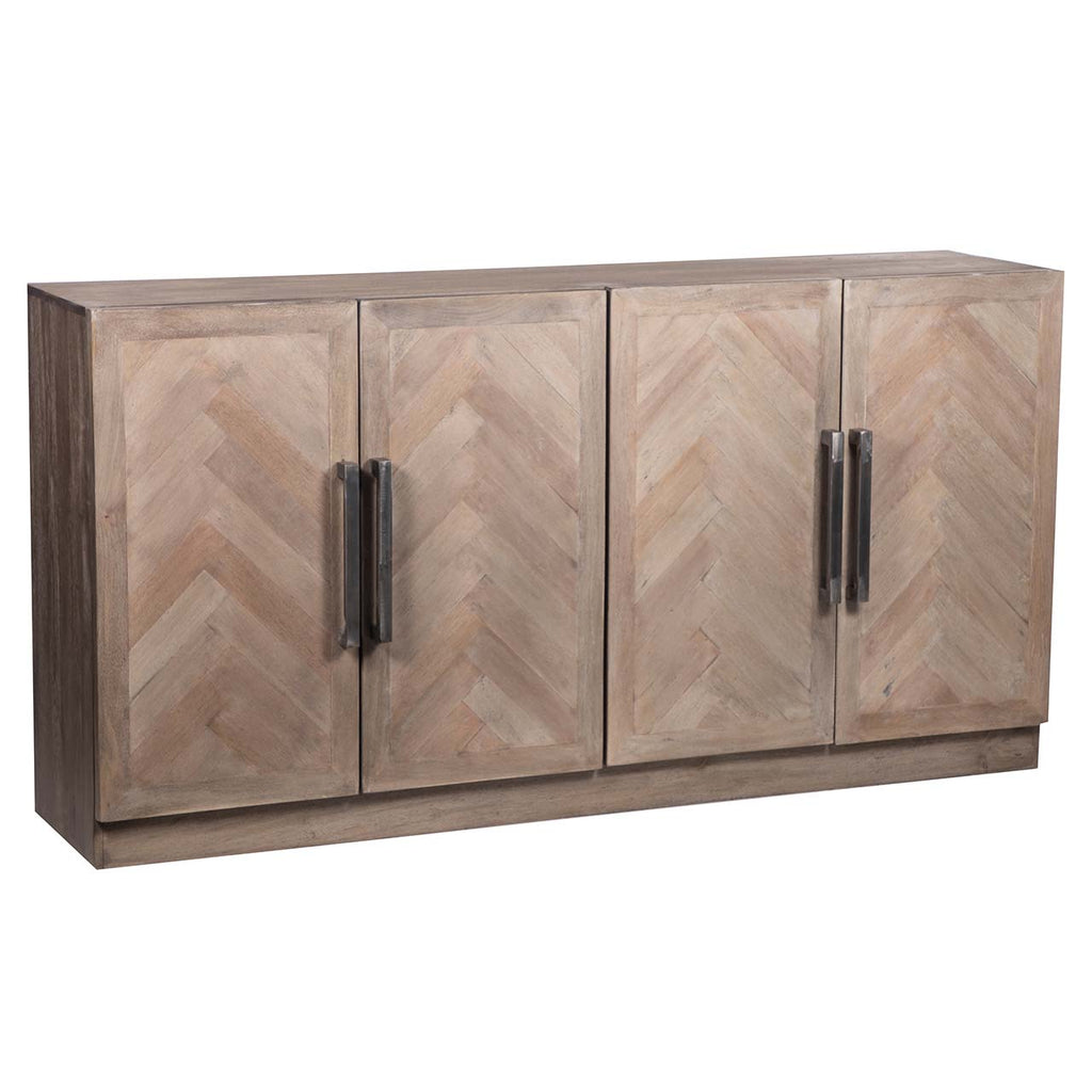 Parquet Mango Wood 4 Door Buffet Slate Grey