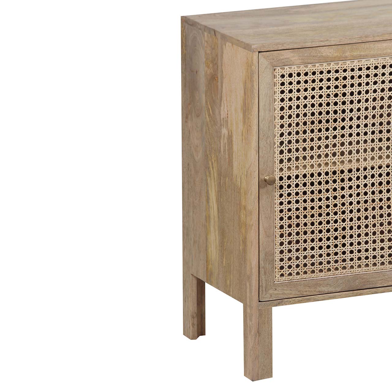 Pacifica Mango Wood Weaved Cane 3 Door Cabinet - Natural