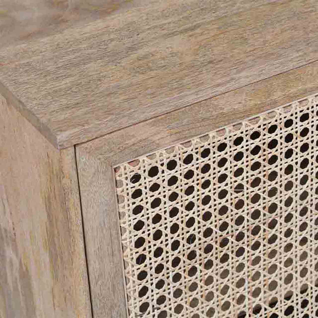 Pacifica Mango Wood Weaved Cane 3 Door Cabinet - Natural
