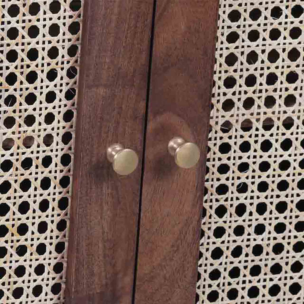 Palma Acacia Wood Weaved Cane Cabinet With Hair Pin Legs