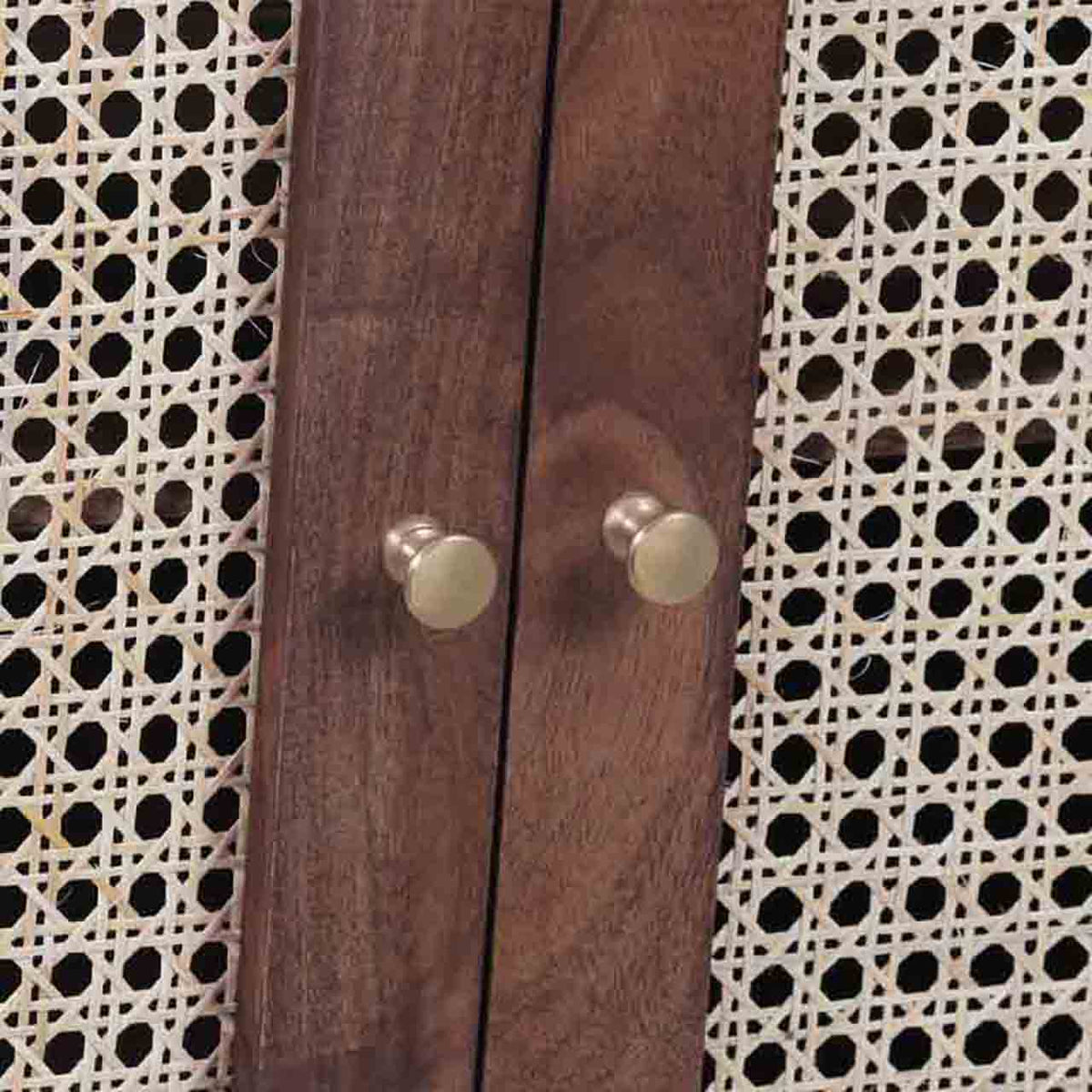Palma Acacia Wood Weaved Cane Cabinet With Hair Pin Legs