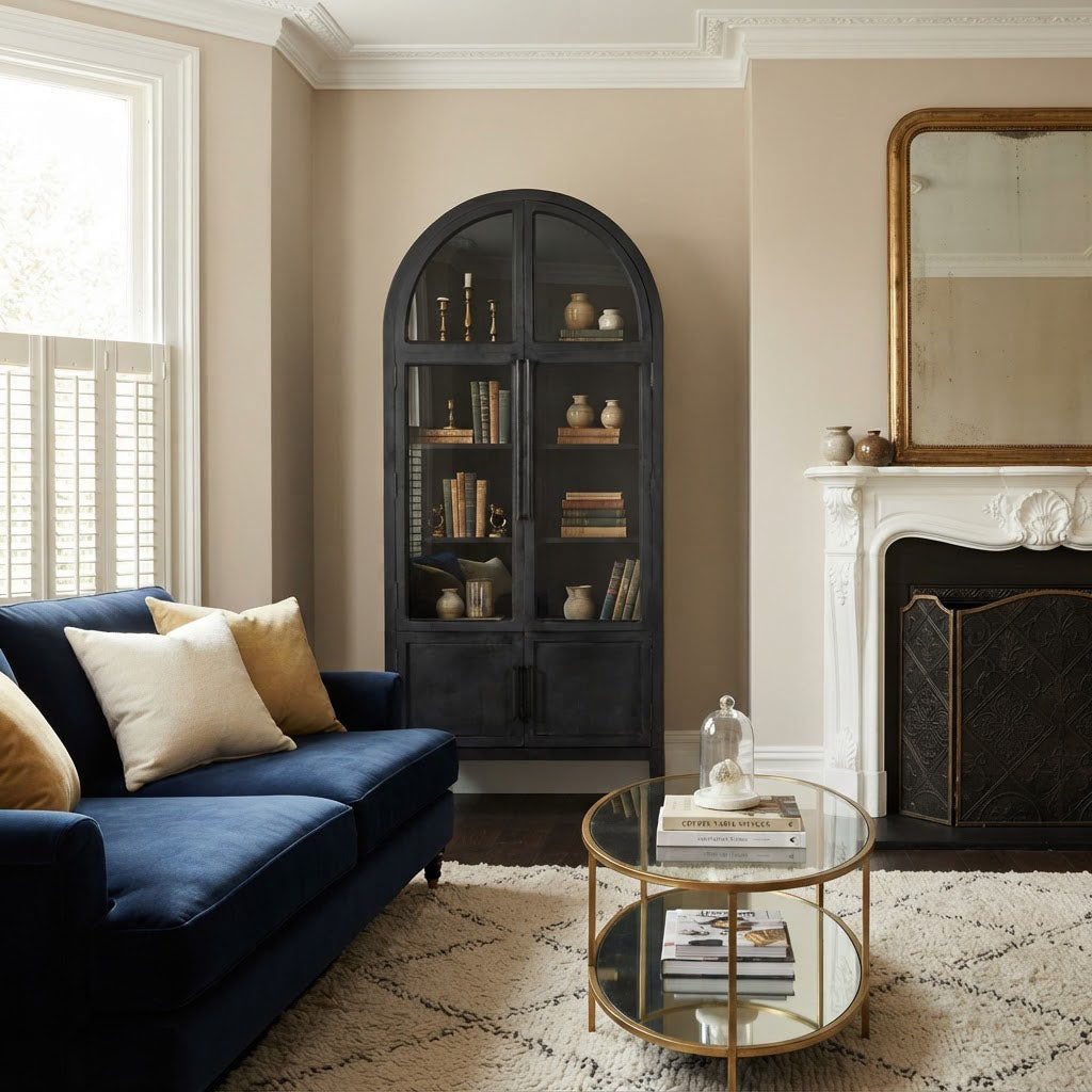 Pattie Mango Wood Glass 2 Door Cabinet