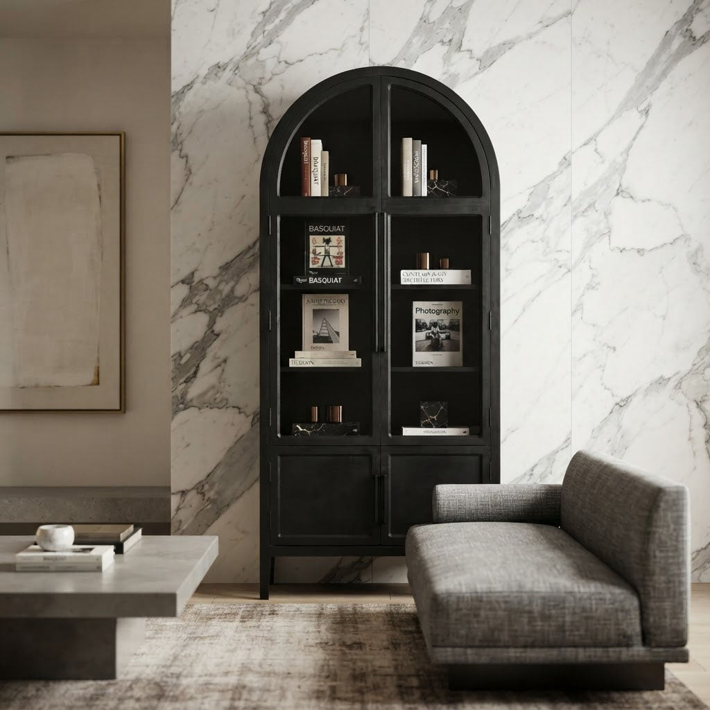 Pattie Mango Wood Glass 2 Door Cabinet