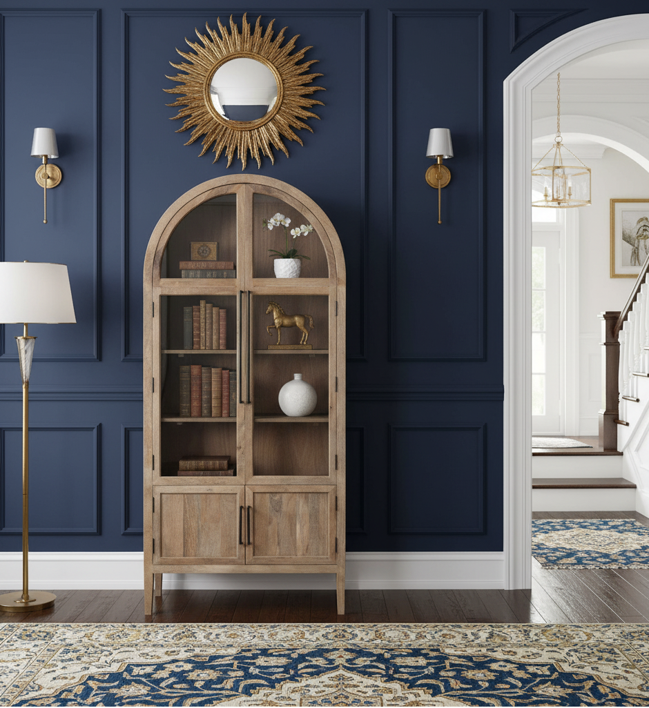 Pattie Mango Wood Glass 2 Door Cabinet