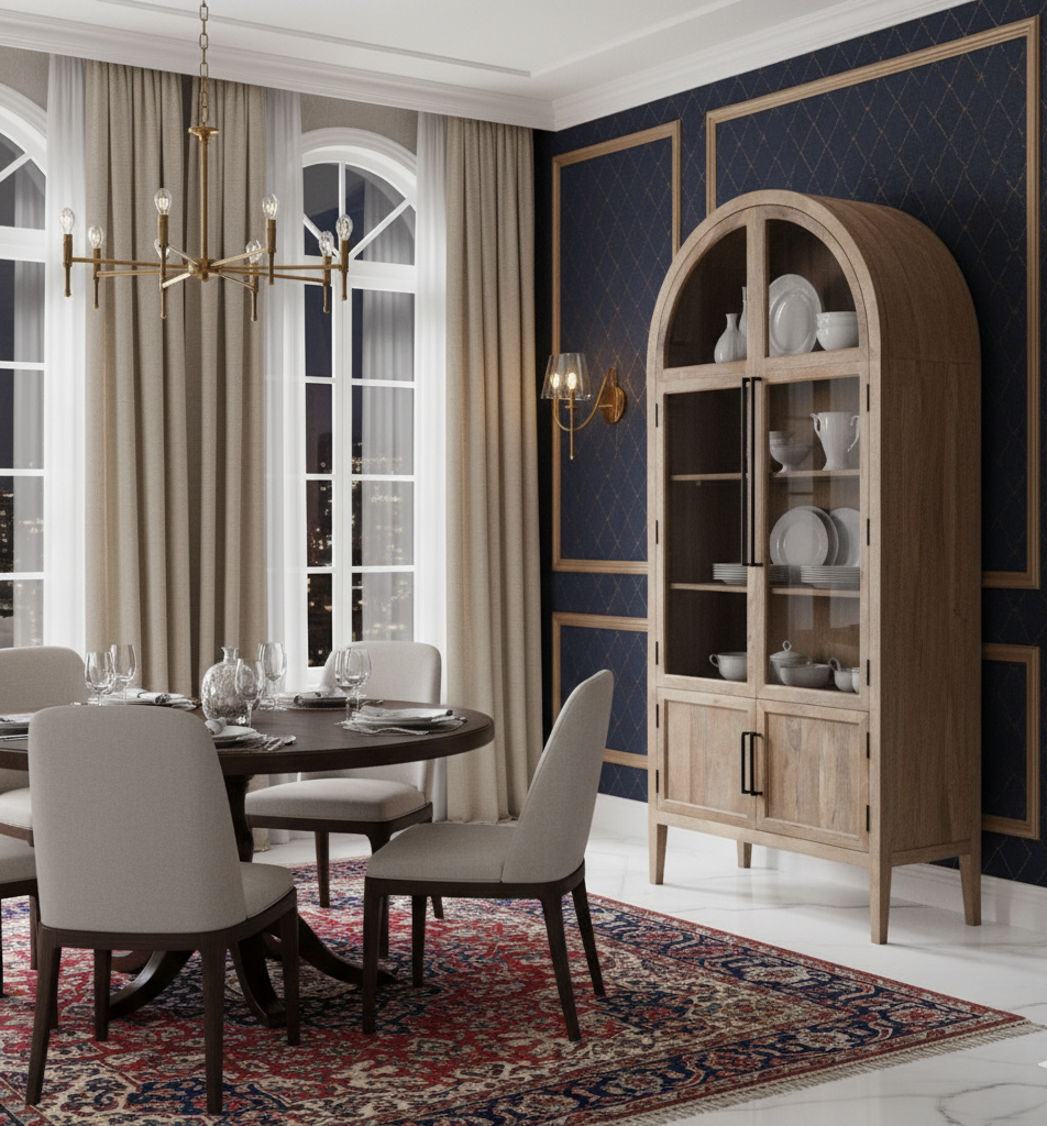 Pattie Mango Wood Glass 2 Door Cabinet