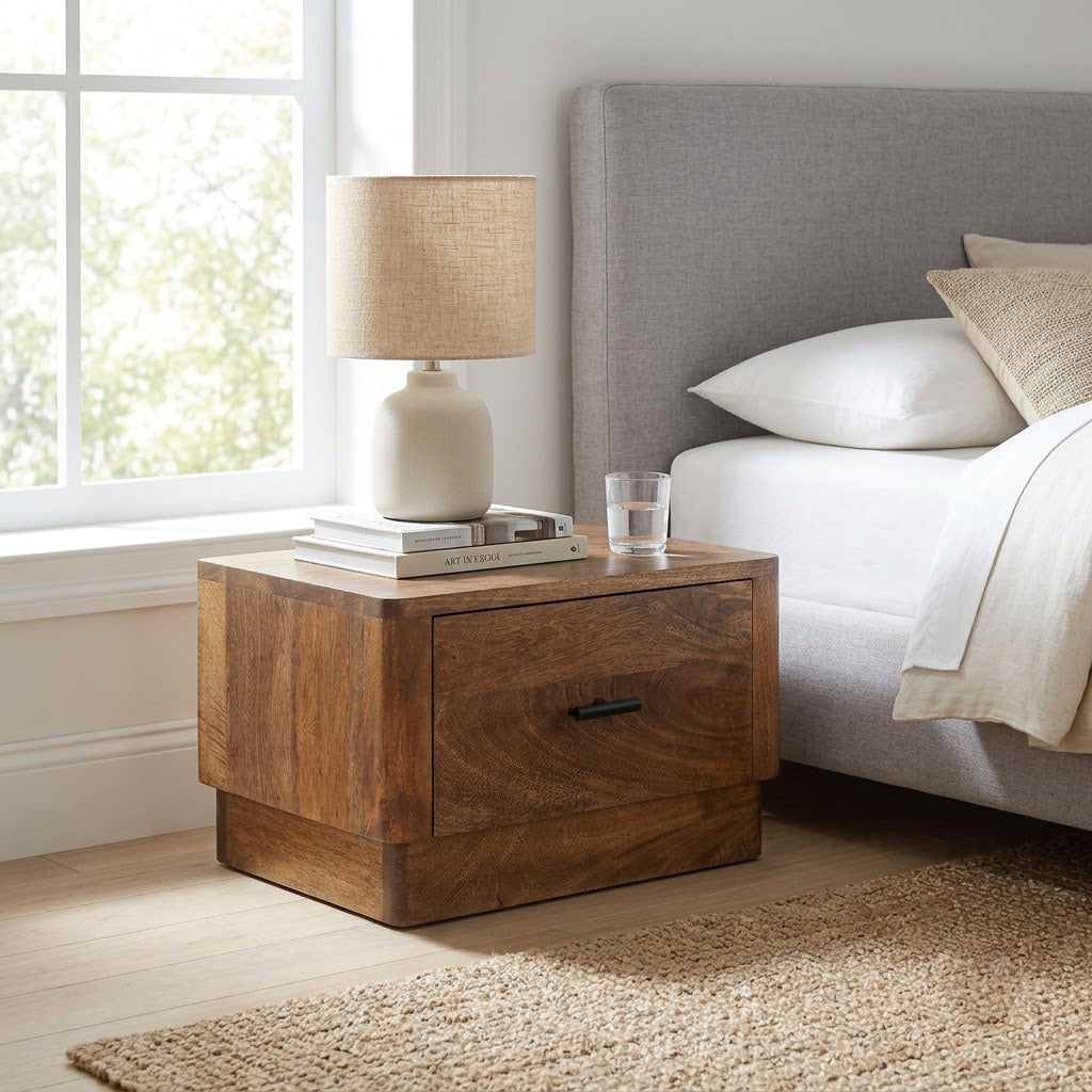 Pedron Mango Wood Nightstand - Washed Walnut