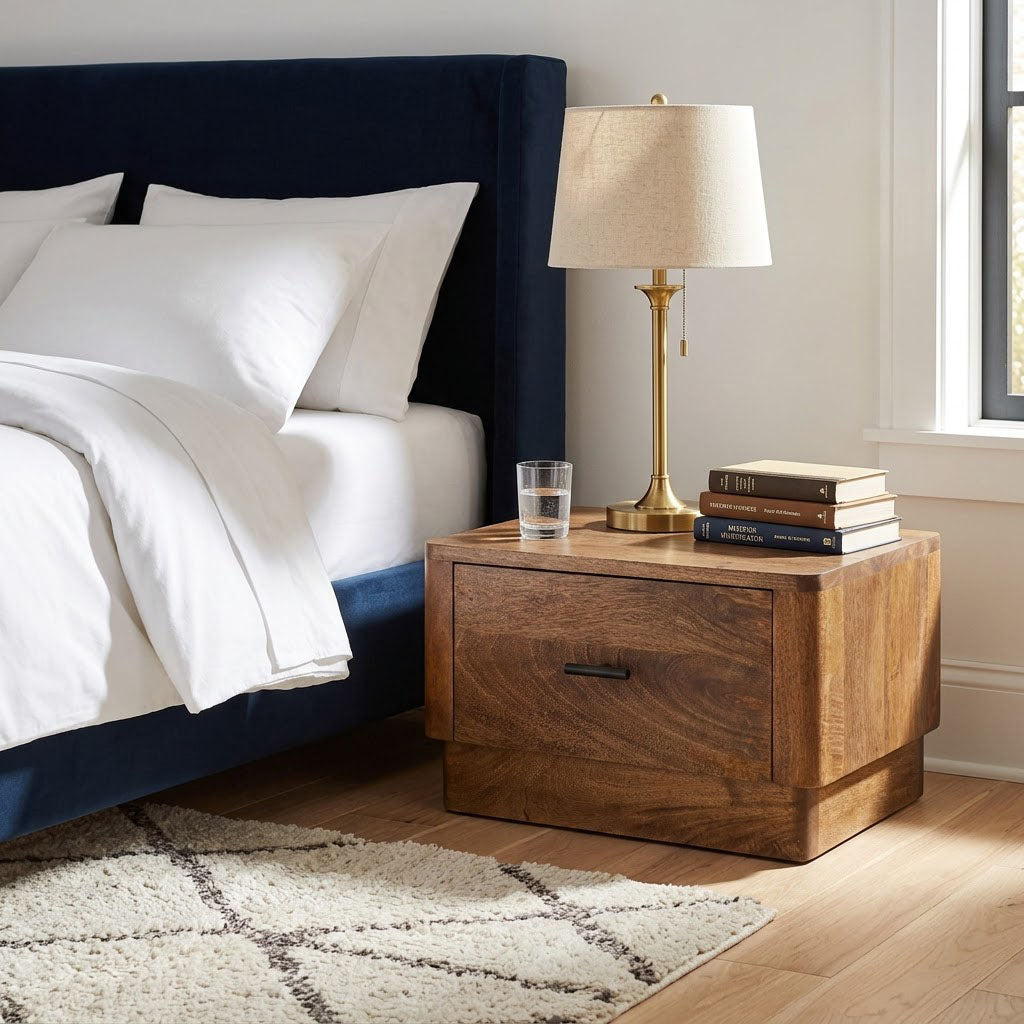 Pedron Mango Wood Nightstand - Washed Walnut