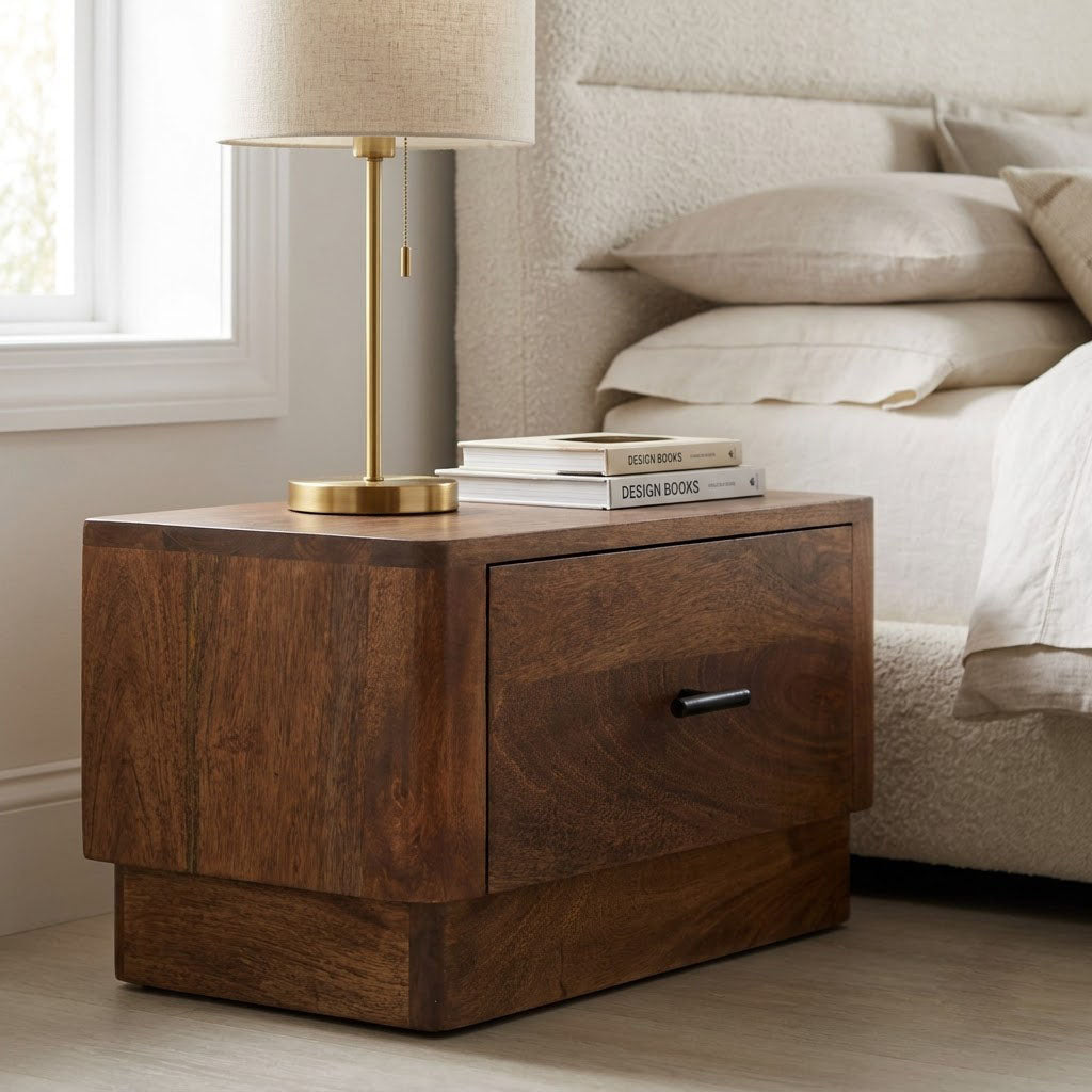 Pedron Mango Wood Nightstand - Washed Walnut