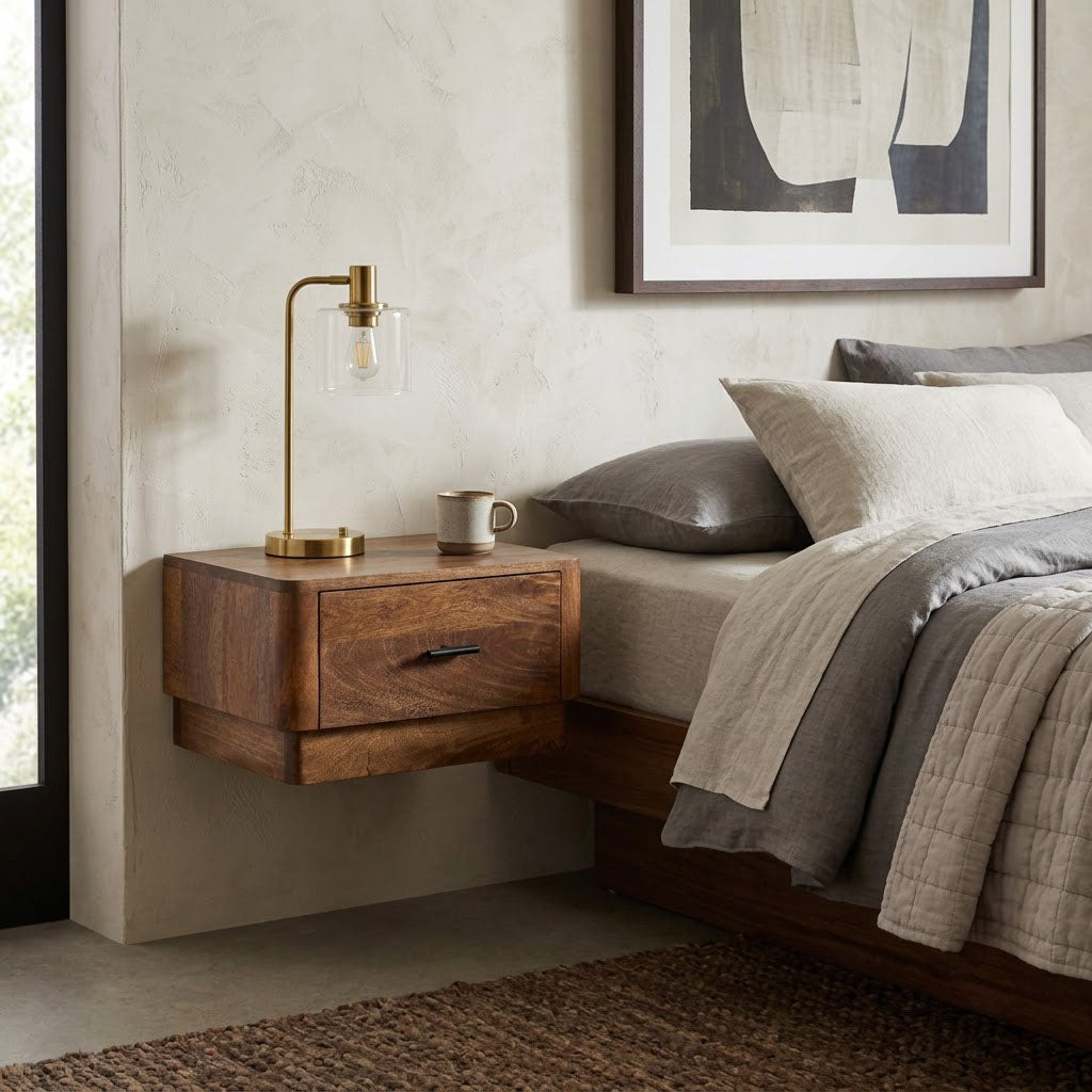 Pedron Mango Wood Nightstand - Washed Walnut
