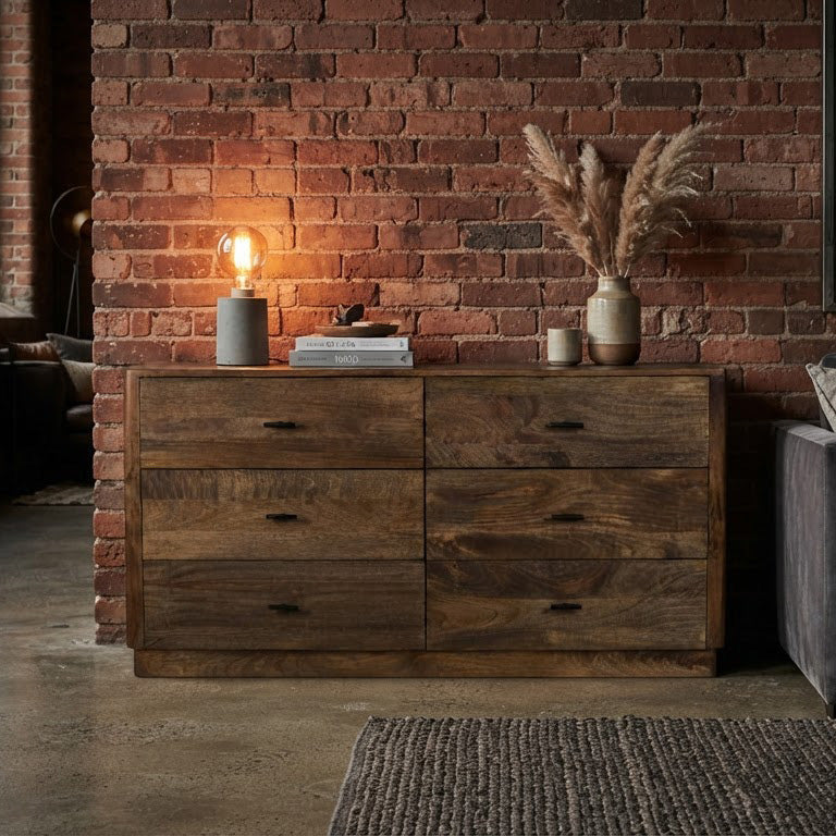 Pedron Mango Wood 6 Drawer Dresser
