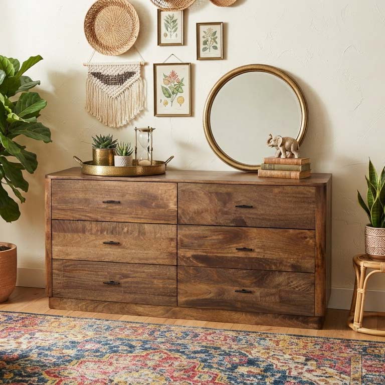 Pedron Mango Wood 6 Drawer Dresser