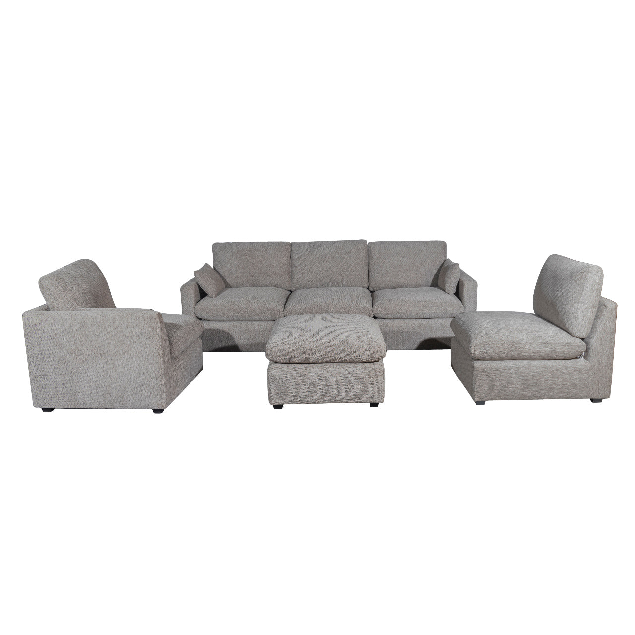 Polaris Fabric Cloud Sectional - Brown