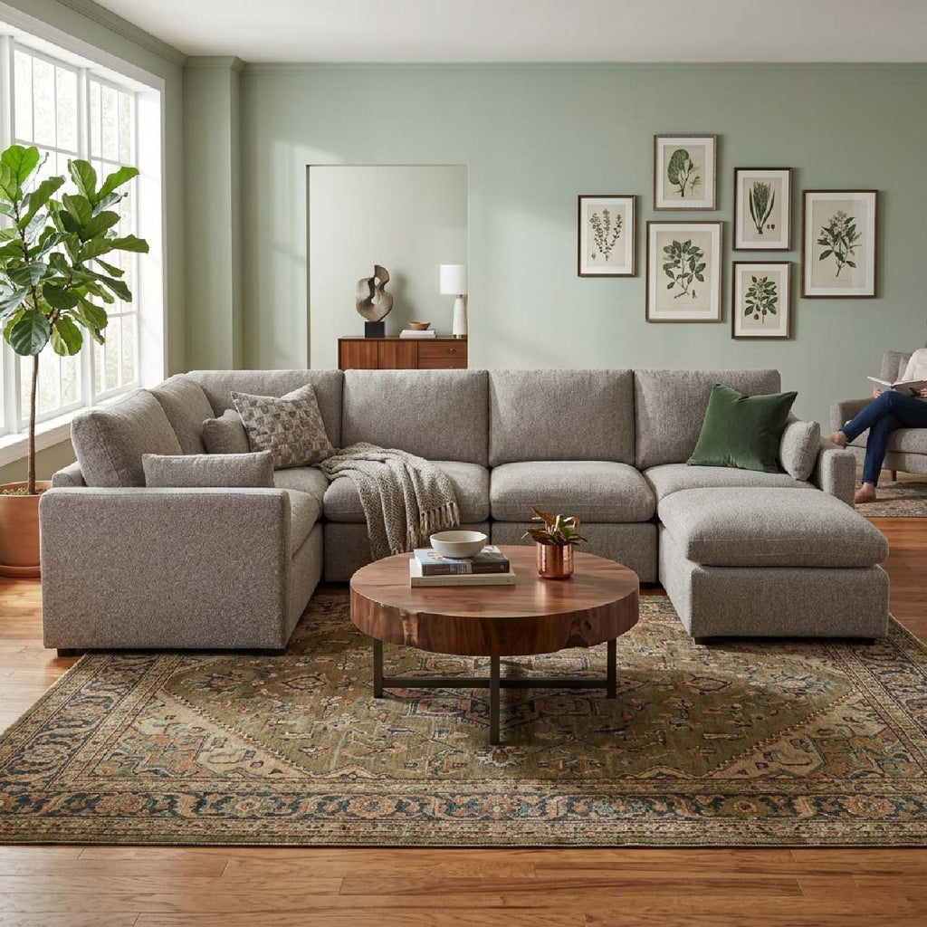 Polaris Fabric Cloud Sectional - Brown