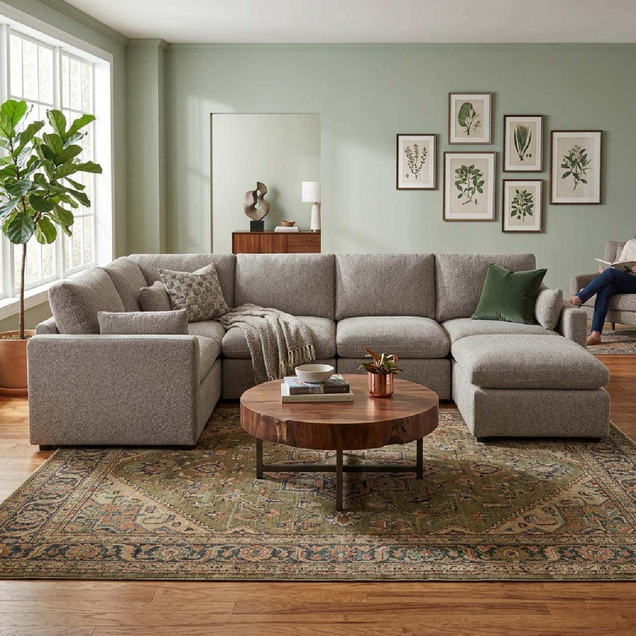 Polaris Fabric Cloud Sectional - Brown