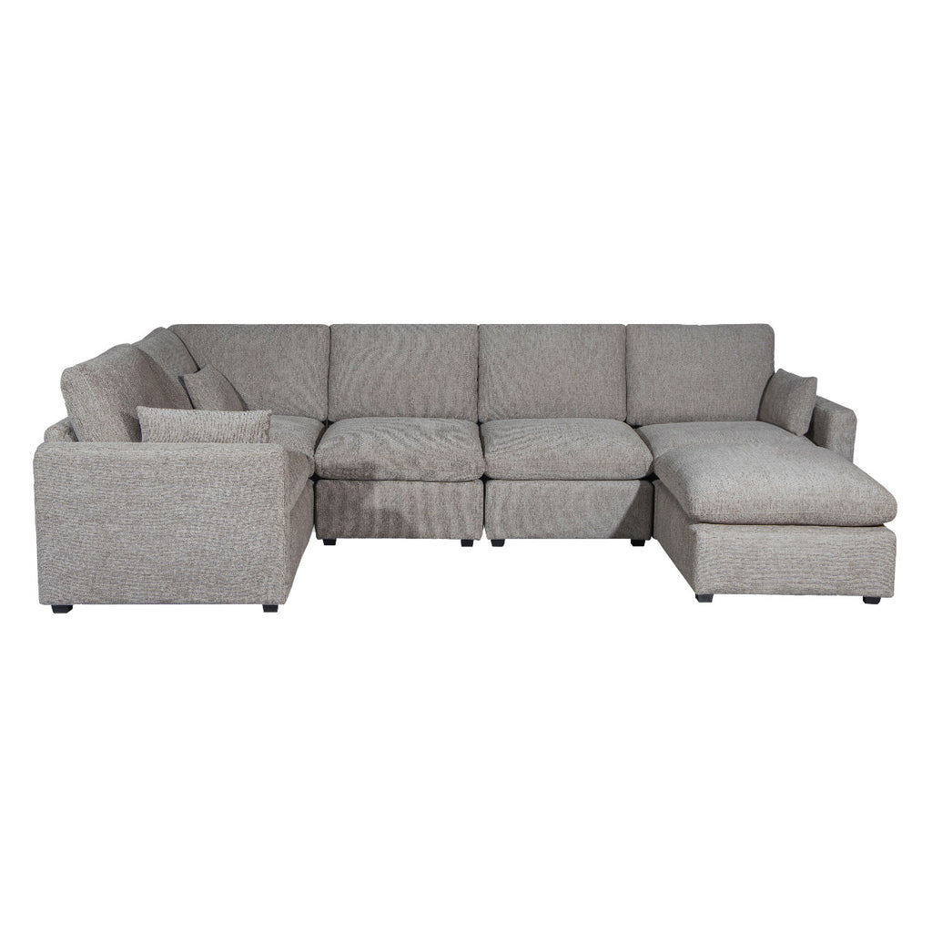 Polaris Fabric Cloud Sectional - Brown