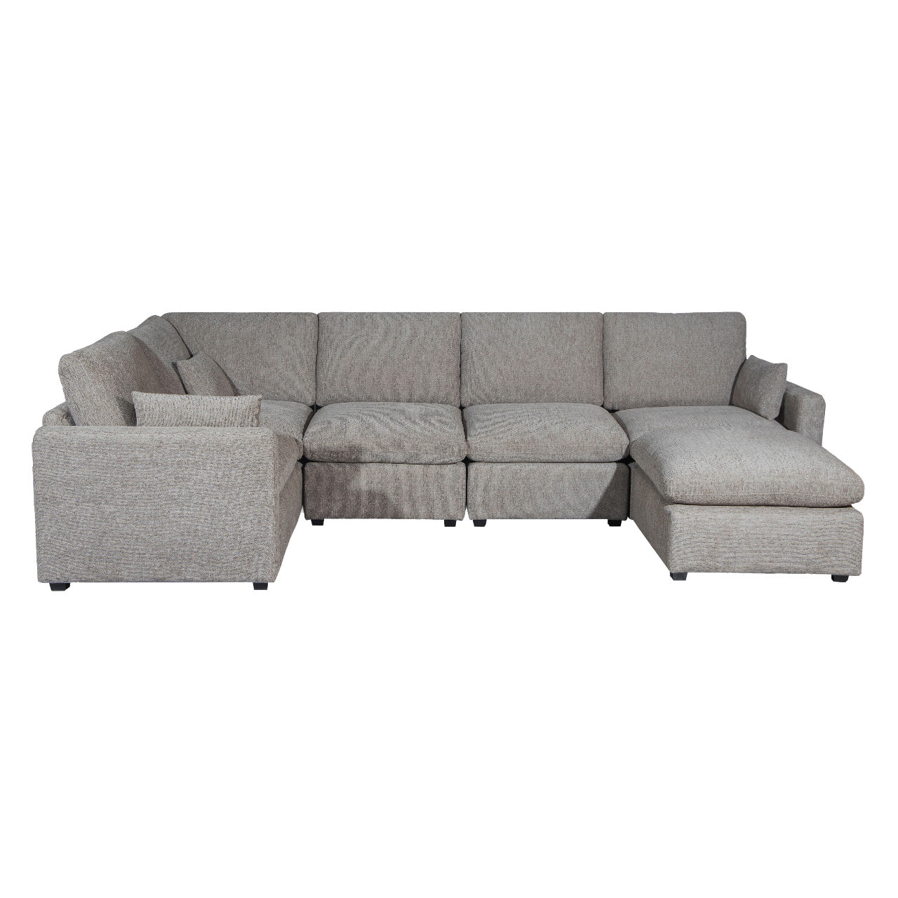 Polaris Fabric Cloud Sectional - Brown