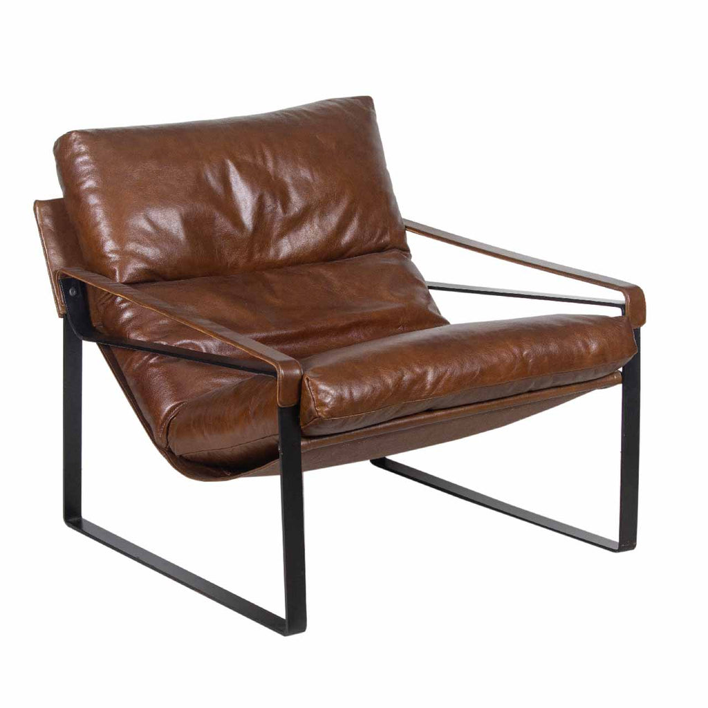 Porgabi Metal & Buff Leather Lounge Chair
