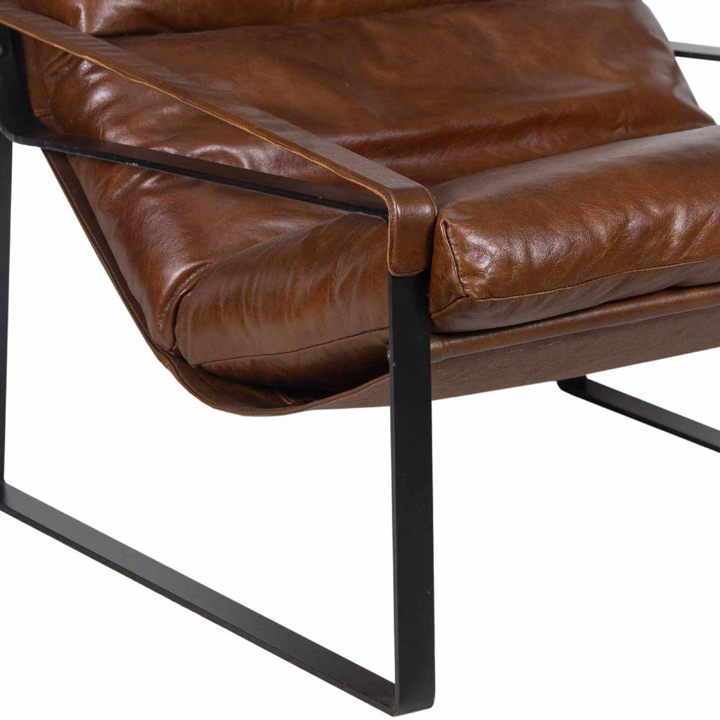 Porgabi Metal & Buff Leather Lounge Chair