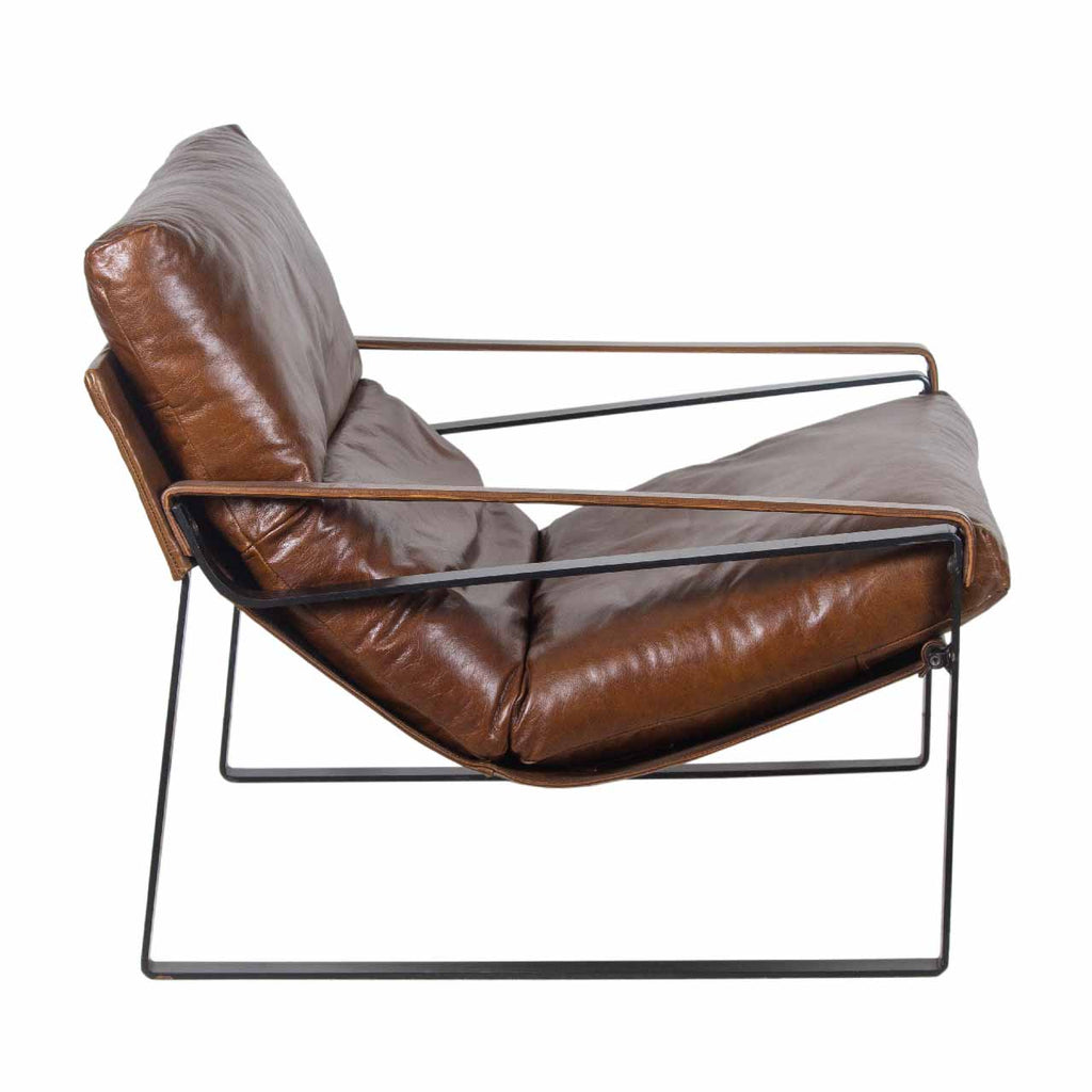 Porgabi Metal & Buff Leather Lounge Chair