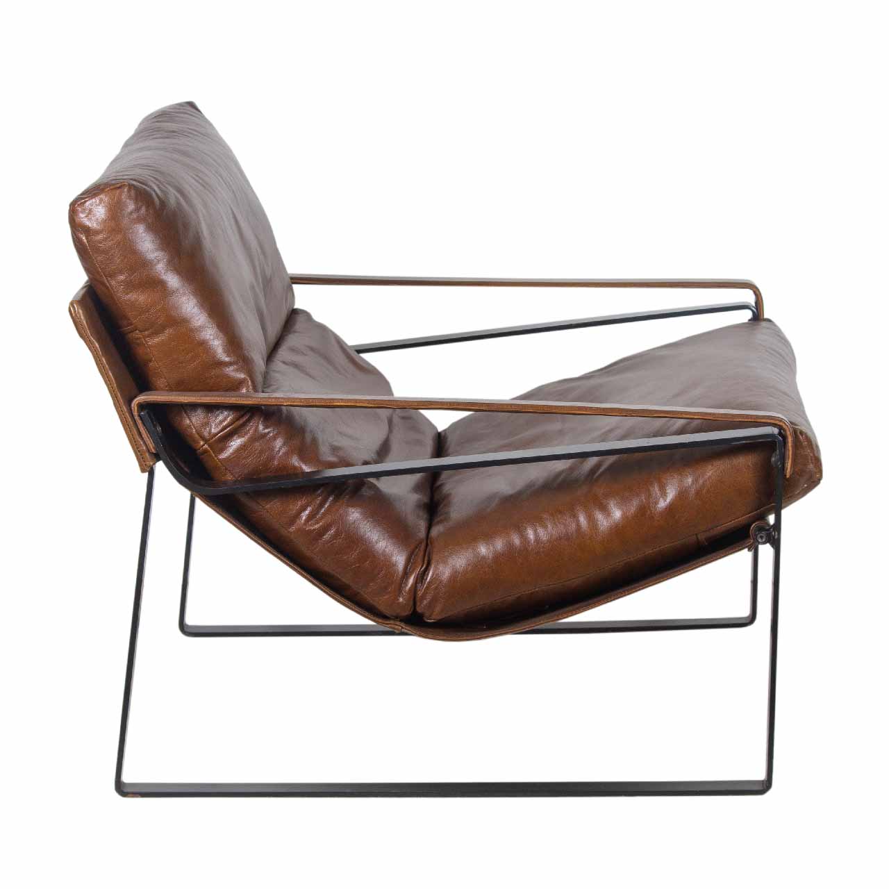 Porgabi Metal & Buff Leather Lounge Chair