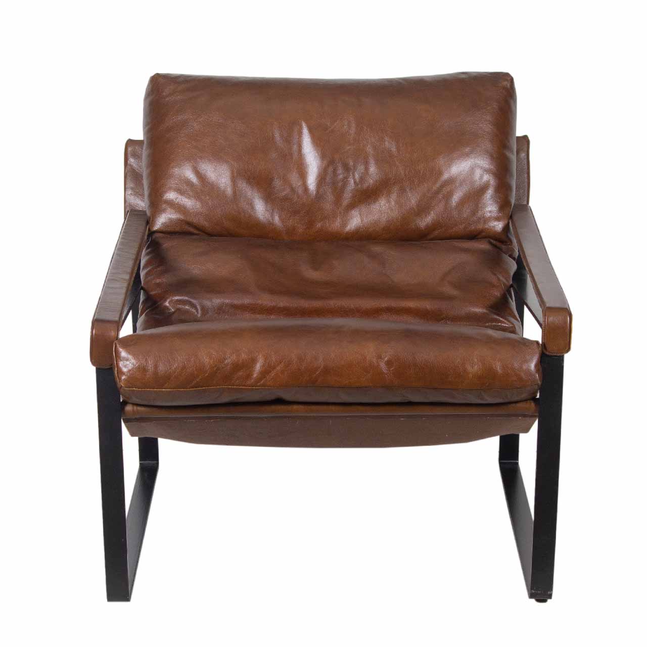 Porgabi Metal & Buff Leather Lounge Chair