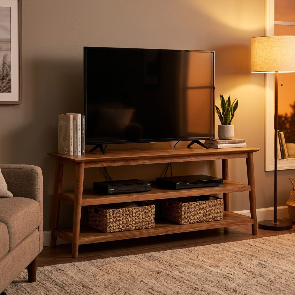 Portola Acacia Wood Media Console Table