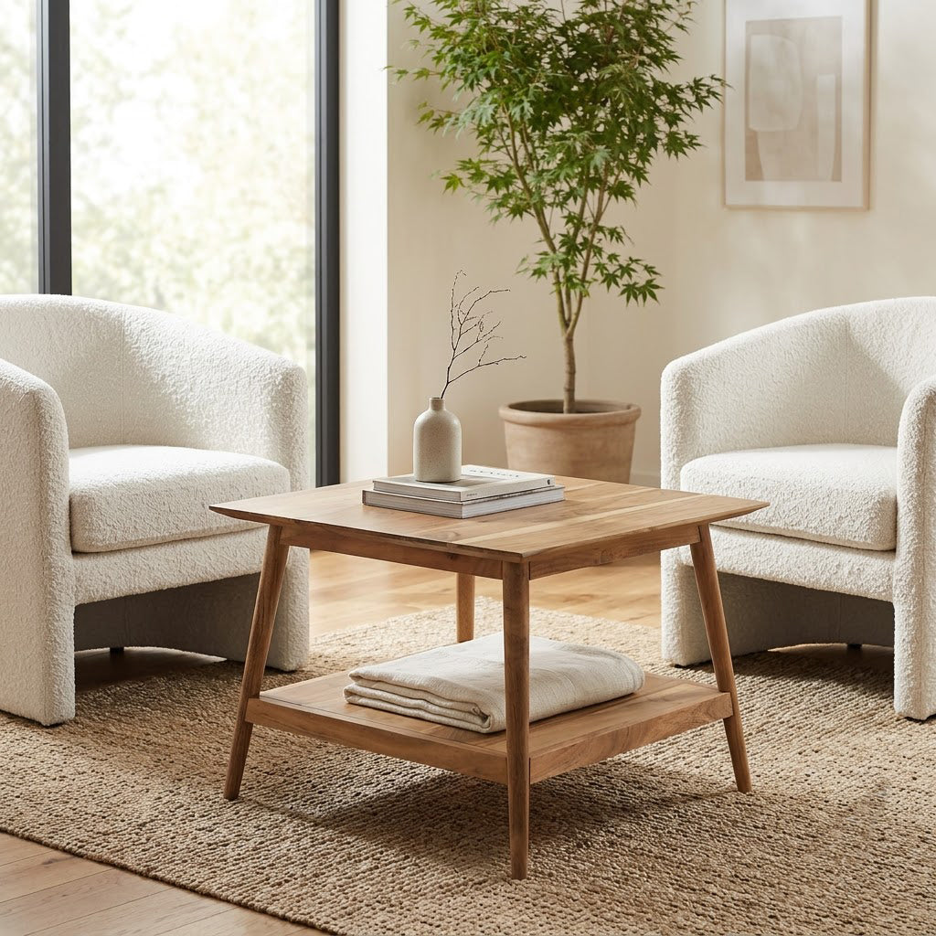 Portola Acacia Wood Square Coffee Table
