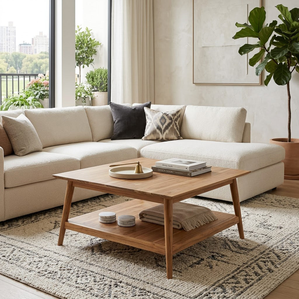 Portola Acacia Wood Square Coffee Table