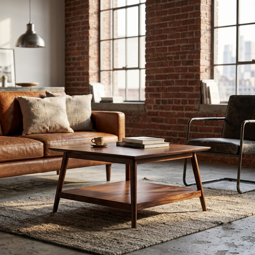 Portola Acacia Wood Square Coffee Table