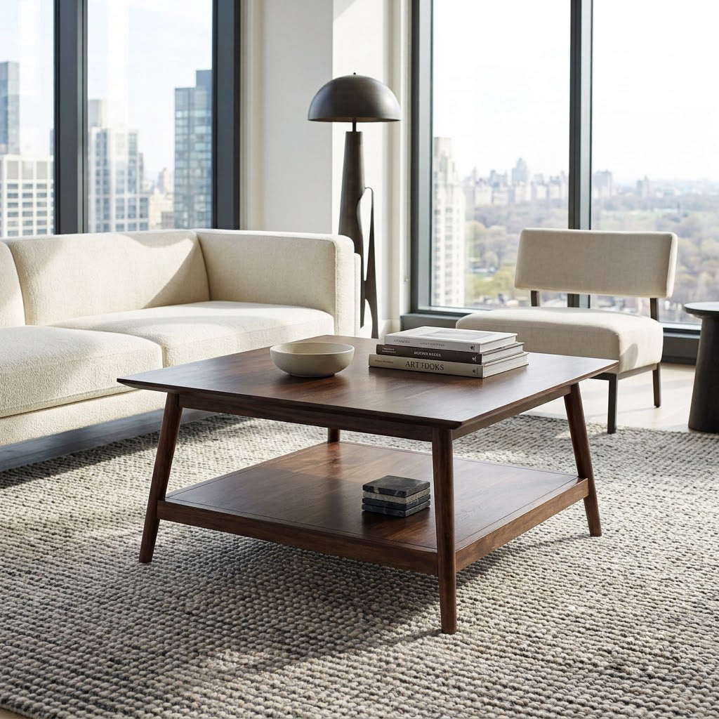 Portola Acacia Wood Square Coffee Table