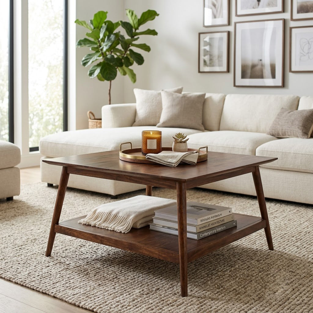 Portola Acacia Wood Square Coffee Table