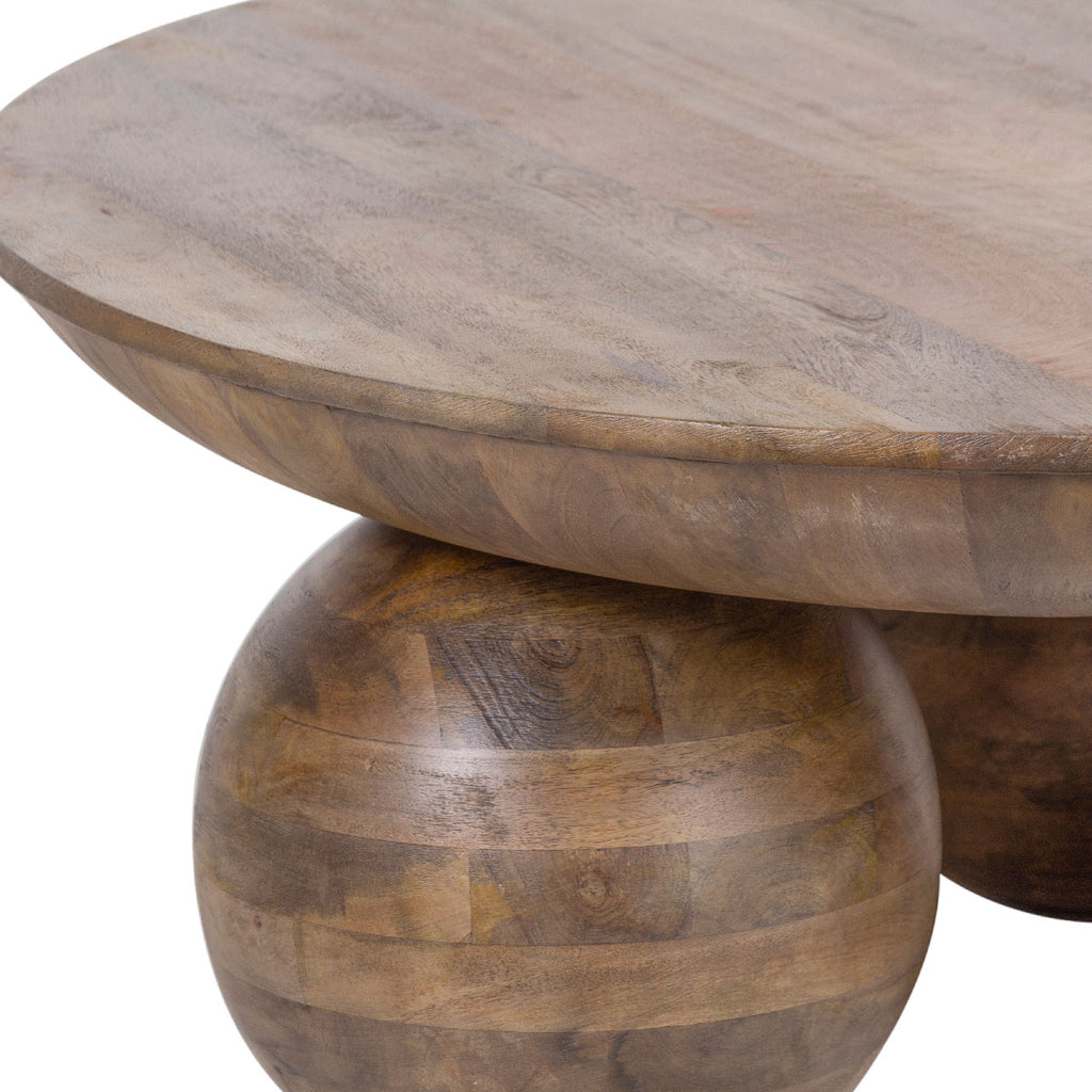 Pot Mango Wood Round Coffee Table
