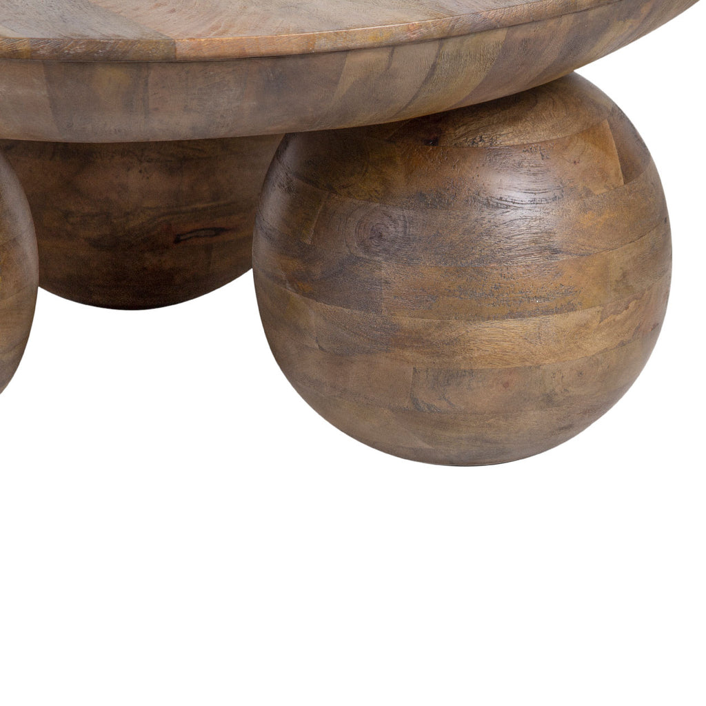 Pot Mango Wood Round Coffee Table