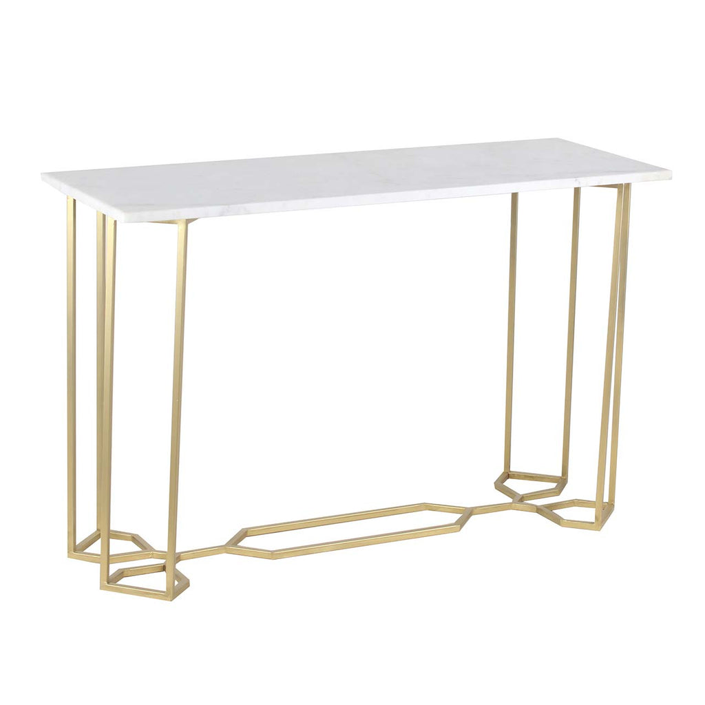 Queens Bridge Marble Top Console Table - Gold Iron